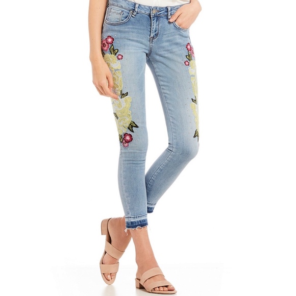 William Rast Denim - William Rast Floral Embroidered Ankle Skinny Jeans